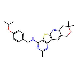 N-(4-isopropoxybenzyl)-2,8,8-trimethyl-8,10-dihydro-7H-pyrano[3'',4'':5',6']pyrido[3',2':4,5]thieno[3,2-d]pyrimidin-4-amine structure