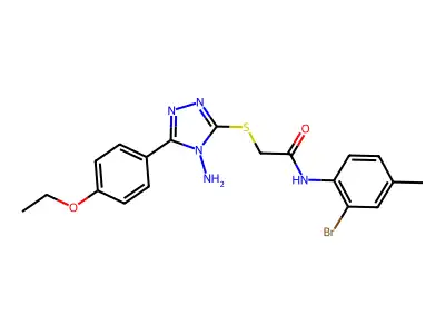 2-[4-amino-5-(4-ethoxyphenyl)(1,2,4-triazol-3-ylthio)]-N-(2-bromo-4-methylphen yl)acetamide structure