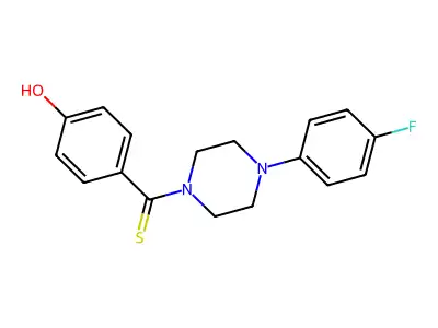 4-[4-(4-Fluorophenyl)piperazin-4-ium-1-carbothioyl]phenolate structure