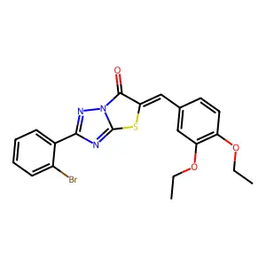 (5Z)-2-(2-bromophenyl)-5-(3,4-diethoxybenzylidene)[1,3]thiazolo[3,2-b][1,2,4]triazol-6(5H)-one structure