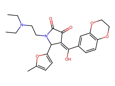 1-(2-diethylaminoethyl)-4-[2,3-dihydro-1,4-benzodioxin-6-yl(hydroxy)methylidene]-5-(5-methylfuran-2-yl)pyrrolidine-2,3-dione structure