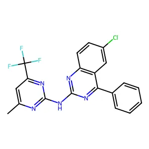 6-chloro-N-[4-methyl-6-(trifluoromethyl)pyrimidin-2-yl]-4-phenylquinazolin-2-amine structure