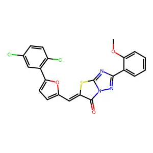 (5Z)-5-{[5-(2,5-dichlorophenyl)furan-2-yl]methylidene}-2-(2-methoxyphenyl)[1,3]thiazolo[3,2-b][1,2,4]triazol-6(5H)-one structure