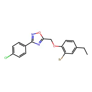 5-[(2-Bromo-4-ethylphenoxy)methyl]-3-(4-chlorophenyl)-1,2,4-oxadiazole structure