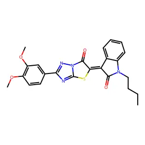 (3Z)-1-butyl-3-[2-(3,4-dimethoxyphenyl)-6-oxo[1,3]thiazolo[3,2-b][1,2,4]triazol-5(6H)-ylidene]-1,3-dihydro-2H-indol-2-one structure
