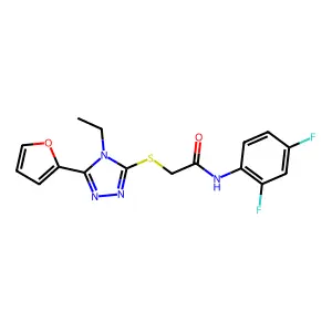 N-(2,4-Difluorophenyl)-2-((4-ET-5-(2-furyl)-4H-1,2,4-triazol-3-YL)thio)acetamide structure