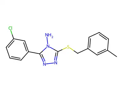 5-(3-Chlorophenyl)-3-[(3-methylphenyl)methylthio]-1,2,4-triazole-4-ylamine structure
