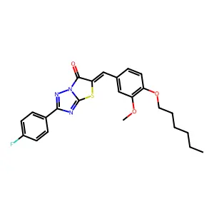 (5Z)-2-(4-fluorophenyl)-5-[4-(hexyloxy)-3-methoxybenzylidene][1,3]thiazolo[3,2-b][1,2,4]triazol-6(5H)-one structure