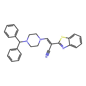 (E)-3-(4-benzhydrylpiperazin-1-yl)-2-(benzo[d]thiazol-2-yl)acrylonitrile structure
