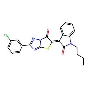 (3Z)-1-butyl-3-[2-(3-chlorophenyl)-6-oxo[1,3]thiazolo[3,2-b][1,2,4]triazol-5(6H)-ylidene]-1,3-dihydro-2H-indol-2-one structure