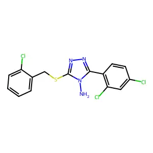 3-(2,4-Dichlorophenyl)-5-[(2-chlorophenyl)methylthio]-1,2,4-triazole-4-ylamine structure