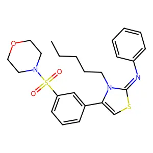N-[(2Z)-4-[3-(morpholin-4-ylsulfonyl)phenyl]-3-pentyl-1,3-thiazol-2(3H)-ylidene]aniline structure