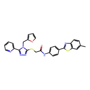 2-{[4-(furan-2-ylmethyl)-5-(pyridin-2-yl)-4H-1,2,4-triazol-3-yl]sulfanyl}-N-[4-(6-methyl-1,3-benzothiazol-2-yl)phenyl]acetamide structure