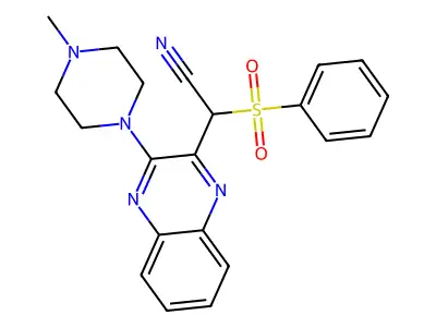 2-(3-(4-Methylpiperazin-1-yl)quinoxalin-2-yl)-2-(phenylsulfonyl)acetonitrile structure