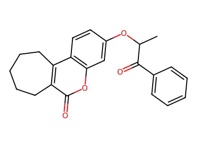 3-(1-methyl-2-oxo-2-phenylethoxy)-8,9,10,11-tetrahydrocyclohepta[c]chromen-6(7H)-one structure