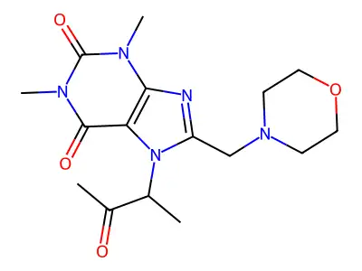 1,3-dimethyl-8-(morpholinomethyl)-7-(3-oxobutan-2-yl)-1H-purine-2,6(3H,7H)-dione structure