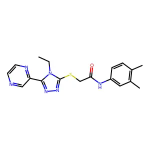 N-(3,4-Dimethylphenyl)-2-((4-ethyl-5-(pyrazin-2-yl)-4H-1,2,4-triazol-3-yl)thio)acetamide structure
