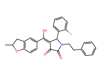 5-(2-fluorophenyl)-3-hydroxy-4-(2-methyl-2,3-dihydro-1-benzofuran-5-carbonyl)-1-(2-phenylethyl)-2,5-dihydro-1H-pyrrol-2-one structure