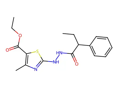 Ethyl 4-methyl-2-[2-(2-phenylbutanoyl)hydrazino]-1,3-thiazole-5-carboxylate structure