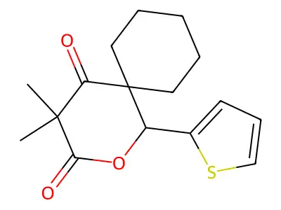 4,4-Dimethyl-1-(thiophen-2-yl)-2-oxaspiro[5.5]undecane-3,5-dione structure