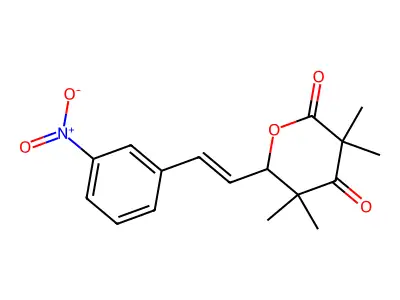 3,3,5,5-tetramethyl-6-[(E)-2-(3-nitrophenyl)ethenyl]oxane-2,4-dione structure