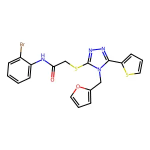 N-(2-bromophenyl)-2-{[4-(furan-2-ylmethyl)-5-(thiophen-2-yl)-4H-1,2,4-triazol-3-yl]sulfanyl}acetamide structure