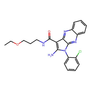 2-amino-1-(2-chlorophenyl)-N-(3-ethoxypropyl)-1H-pyrrolo[2,3-b]quinoxaline-3-carboxamide structure