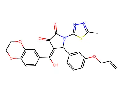 4-(2,3-dihydro-1,4-benzodioxine-6-carbonyl)-3-hydroxy-1-(5-methyl-1,3,4-thiadiazol-2-yl)-5-[3-(prop-2-en-1-yloxy)phenyl]-2,5-dihydro-1H-pyrrol-2-one structure