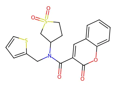 N-(1,1-dioxidotetrahydro-3-thienyl)-2-oxo-N-(2-thienylmethyl)-2H-chromene-3-carboxamide structure