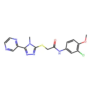 N-(3-chloro-4-methoxyphenyl)-2-{[4-methyl-5-(pyrazin-2-yl)-4H-1,2,4-triazol-3-yl]sulfanyl}acetamide structure
