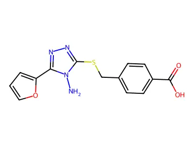 4-[(4-Amino-5-(2-furyl)-1,2,4-triazol-3-ylthio)methyl]benzoic acid structure