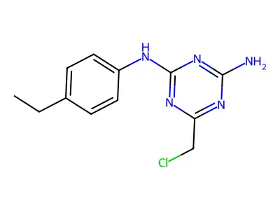 6-(chloromethyl)-N-(4-ethylphenyl)-1,3,5-triazine-2,4-diamine structure