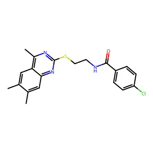 4-chloro-N-{2-[(4,6,7-trimethylquinazolin-2-yl)sulfanyl]ethyl}benzamide structure