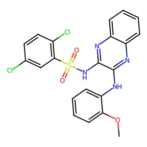 2,5-dichloro-N-{3-[(2-methoxyphenyl)amino]quinoxalin-2-yl}benzenesulfonamide structure