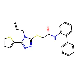 2-{[4-allyl-5-(2-thienyl)-4H-1,2,4-triazol-3-yl]sulfanyl}-N-[1,1'-biphenyl]-2-ylacetamide structure