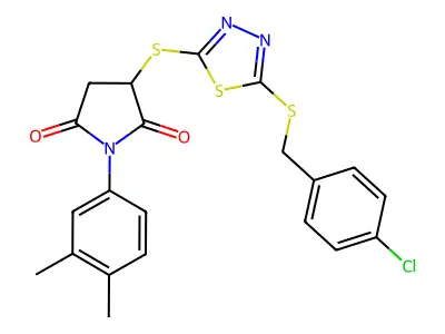 3-({5-[(4-chlorobenzyl)sulfanyl]-1,3,4-thiadiazol-2-yl}sulfanyl)-1-(3,4-dimethylphenyl)pyrrolidine-2,5-dione structure