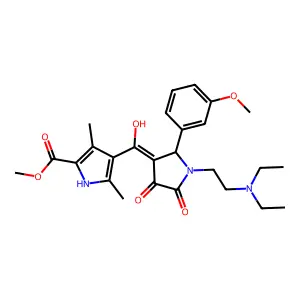 methyl 4-[[1-(2-diethylaminoethyl)-2-(3-methoxyphenyl)-4,5-dioxopyrrolidin-3-ylidene]-hydroxymethyl]-3,5-dimethyl-1H-pyrrole-2-carboxylate structure