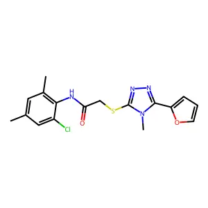 N-(2-chloro-4,6-dimethylphenyl)-2-{[5-(furan-2-yl)-4-methyl-4H-1,2,4-triazol-3-yl]sulfanyl}acetamide structure