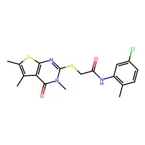 N-(5-chloro-2-methylphenyl)-2-[(3,5,6-trimethyl-4-oxo-3,4-dihydrothieno[2,3-d]pyrimidin-2-yl)sulfanyl]acetamide structure