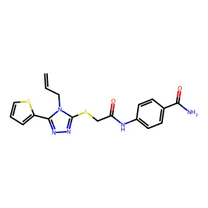 4-((((4-Allyl-5-(2-thienyl)-4H-1,2,4-triazol-3-YL)thio)acetyl)amino)benzamide structure