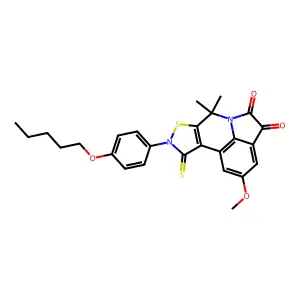 2-methoxy-7,7-dimethyl-9-[4-(pentyloxy)phenyl]-10-thioxo-9,10-dihydro-7H-isothiazolo[5,4-c]pyrrolo[3,2,1-ij]quinoline-4,5-dione structure