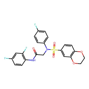 N-(2,4-difluorophenyl)-2-[(2,3-dihydro-1,4-benzodioxin-6-ylsulfonyl)-4-fluoroanilino]acetamide structure