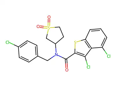 3,4-dichloro-N-(4-chlorobenzyl)-N-(1,1-dioxidotetrahydrothiophen-3-yl)-1-benzothiophene-2-carboxamide structure