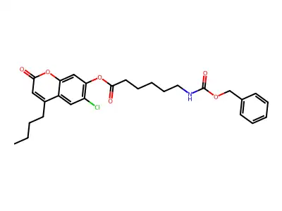 4-butyl-6-chloro-2-oxo-2H-chromen-7-yl 6-{[(benzyloxy)carbonyl]amino}hexanoate structure