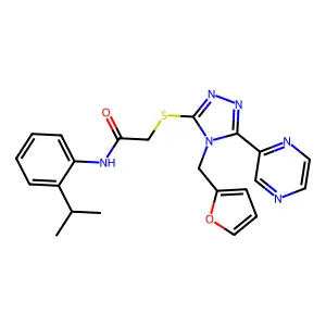 2-{[4-(furan-2-ylmethyl)-5-(pyrazin-2-yl)-4H-1,2,4-triazol-3-yl]sulfanyl}-N-[2-(propan-2-yl)phenyl]acetamide structure