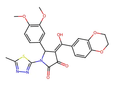 4-(2,3-dihydro-1,4-benzodioxine-6-carbonyl)-5-(3,4-dimethoxyphenyl)-3-hydroxy-1-(5-methyl-1,3,4-thiadiazol-2-yl)-2,5-dihydro-1H-pyrrol-2-one structure