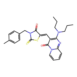 2-(dipropylamino)-3-{(Z)-[3-(4-methylbenzyl)-4-oxo-2-thioxo-1,3-thiazolidin-5-ylidene]methyl}-4H-pyrido[1,2-a]pyrimidin-4-one structure