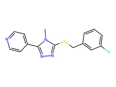 4-{5-[(3-fluorobenzyl)sulfanyl]-4-methyl-4H-1,2,4-triazol-3-yl}pyridine structure