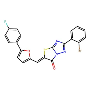 (5Z)-2-(2-bromophenyl)-5-{[5-(4-fluorophenyl)-2-furyl]methylene}[1,3]thiazolo[3,2-b][1,2,4]triazol-6(5H)-one structure