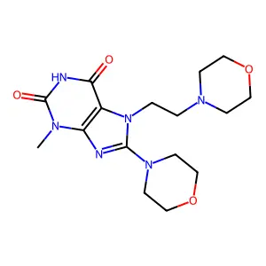 3-methyl-8-morpholino-7-(2-morpholinoethyl)-1H-purine-2,6(3H,7H)-dione structure